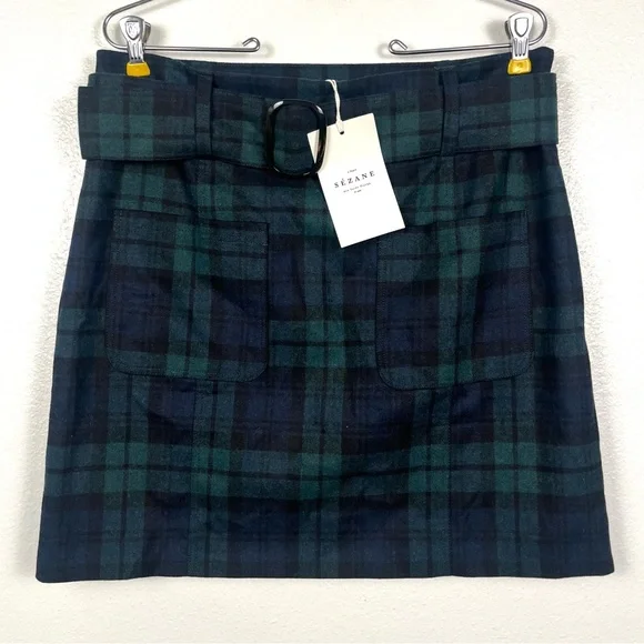 Sezane Green Plaid Mini Skirt - Picture 3 of 8